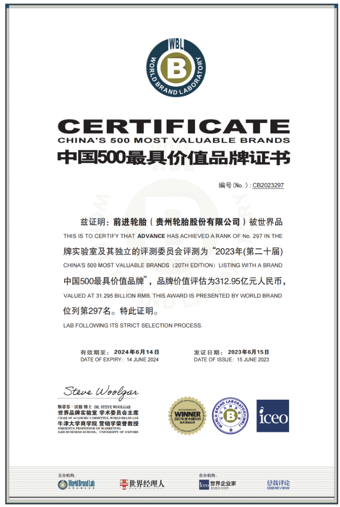 貴州輪胎以“創(chuàng)造價(jià)值，回饋社會(huì)”為使命，將繼續(xù)致力于培育品牌和產(chǎn)品的宣傳與服務(wù)體系，提升公司及產(chǎn)品的市場(chǎng)形象和核心競(jìng)爭(zhēng)力，為用戶創(chuàng)造更大的價(jià)值。憑借多年的努力，貴州輪胎已經(jīng)開(kāi)發(fā)出一系列國(guó)內(nèi)獨(dú)有的技術(shù)和產(chǎn)品，如高端載重?zé)o內(nèi)胎輪胎、綠色節(jié)油安全型寬基無(wú)內(nèi)胎輪胎、高性能農(nóng)業(yè)子午線輪胎、沙地浮力胎、輕軌列車輪胎、剛性自卸車輪胎等，這些產(chǎn)品在國(guó)內(nèi)外市場(chǎng)上獲得了廣泛認(rèn)可。