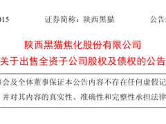 陜西黑貓，出售全資子公司股權(quán)及債權(quán)！